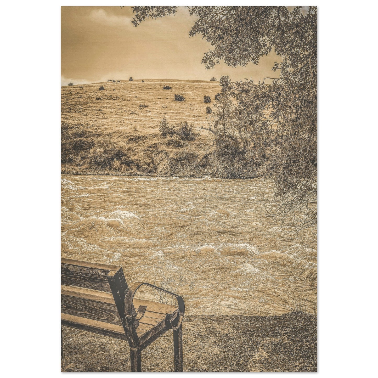 The Yellowstone River; Livingston, Montana I Wood Print Communitea Books James Bonner