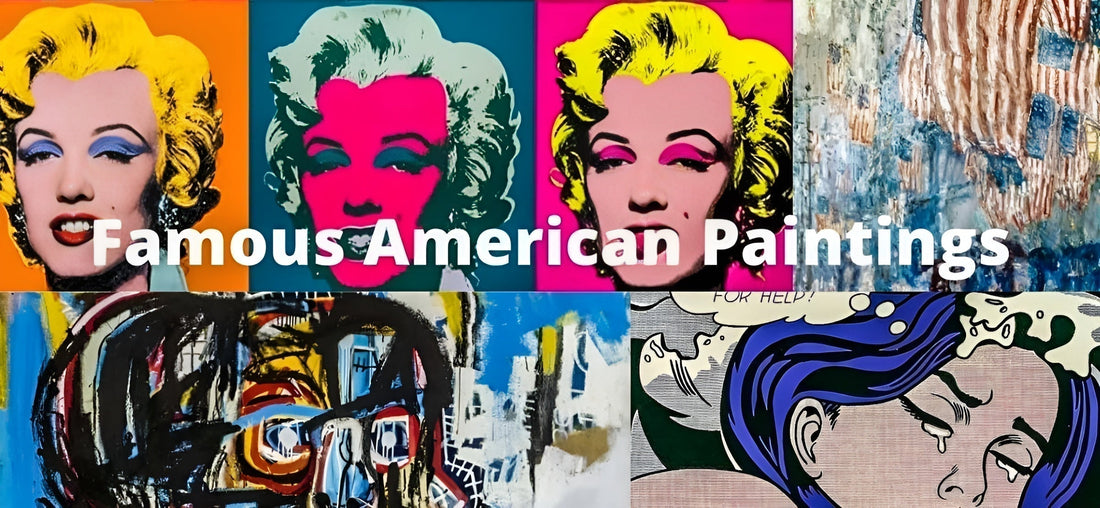 Pop art portraits in bright colors representing shifts in American art culture.