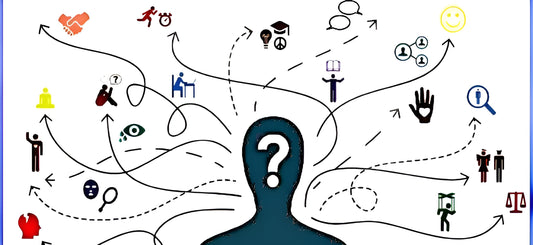 ilhouette head with icons representing thoughts, personality, and behavior.