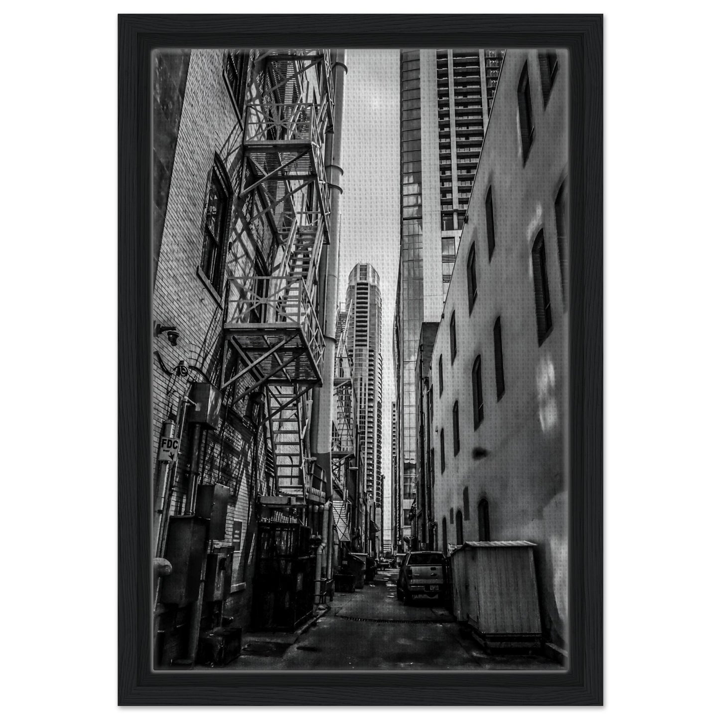 A Jitty; Austin, Texas Black & White Framed Canvas Prints