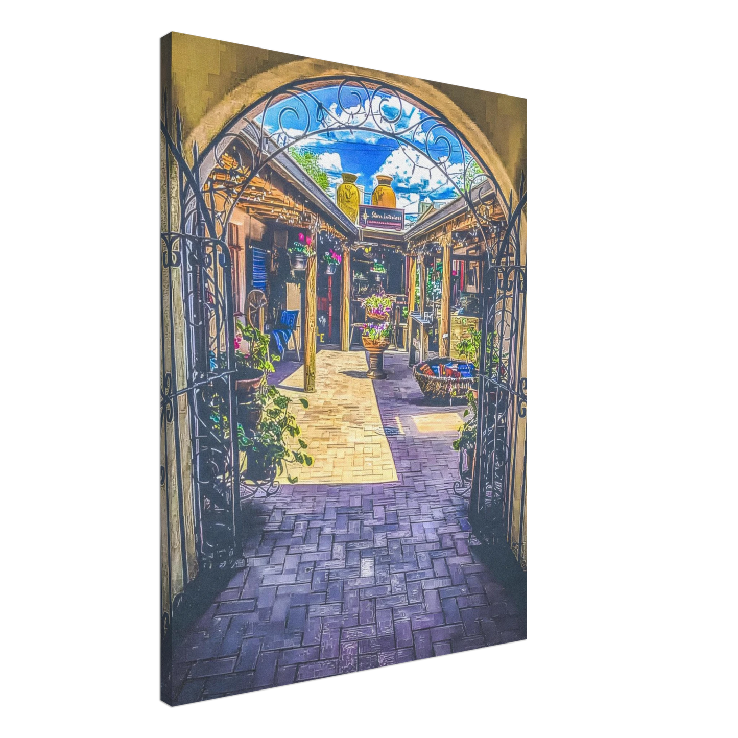 Adobe Courtyard; Taos, New Mexico Canvas Prints