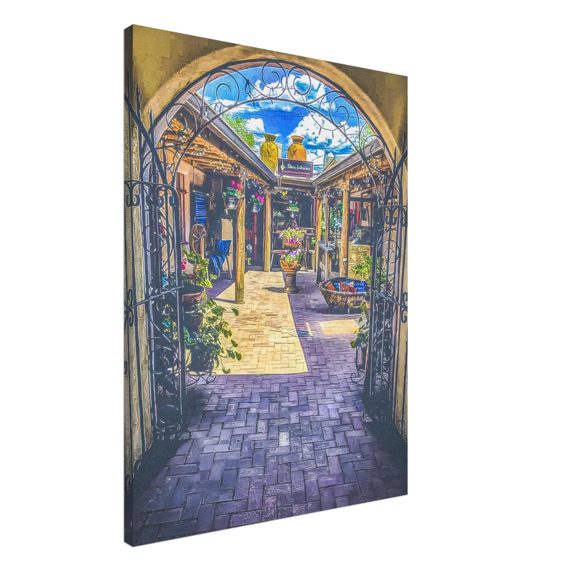 Adobe Courtyard; Taos, New Mexico Canvas Prints