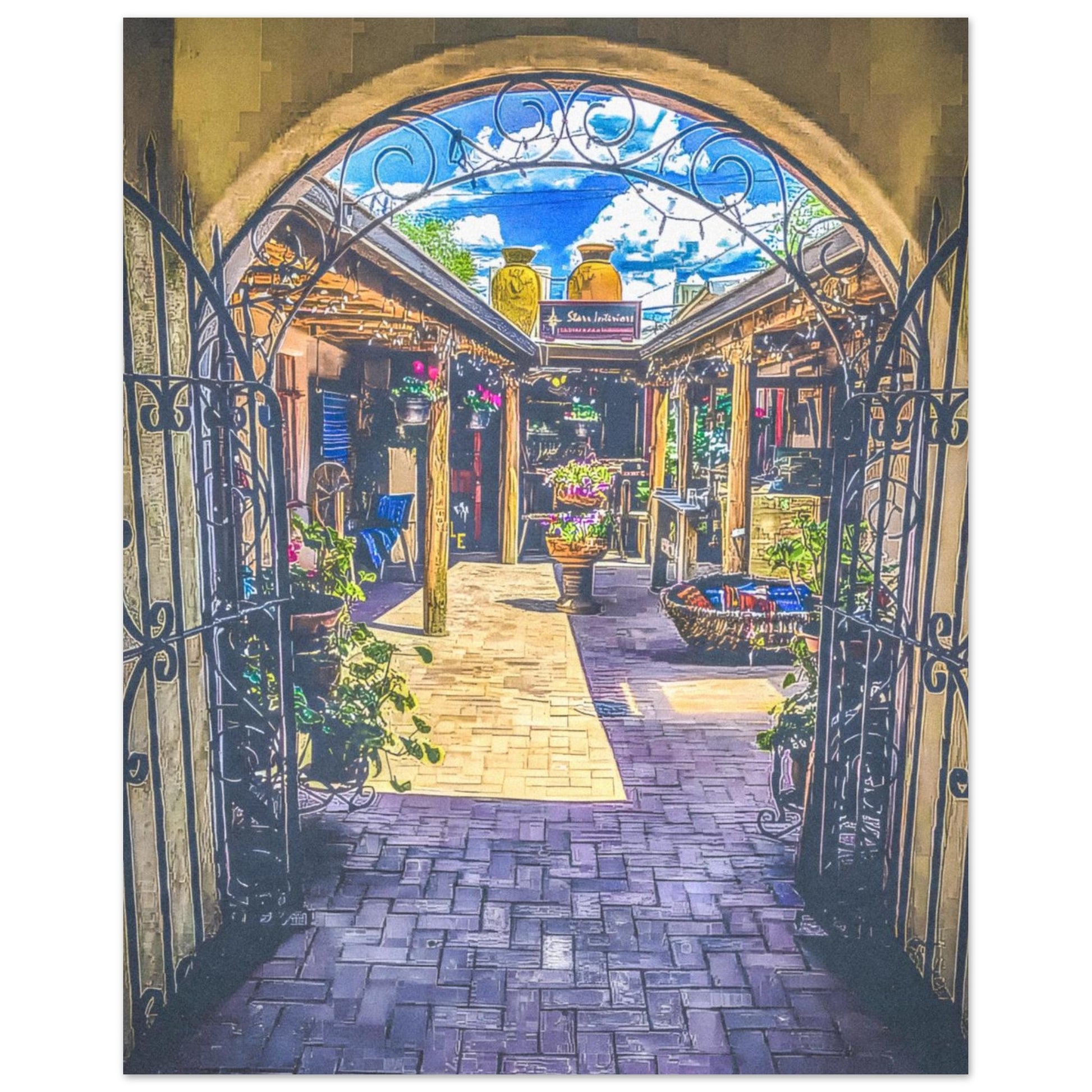 Adobe Courtyard; Taos, New Mexico Premium Matte Poster Prints