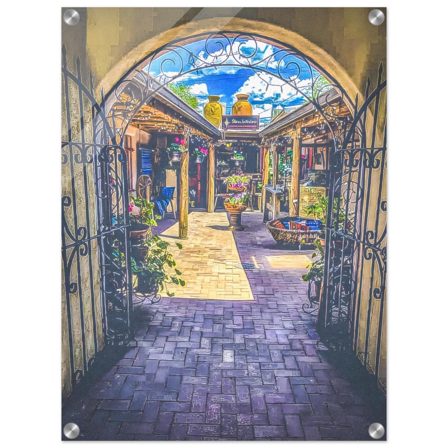 Adobe Courtyard; Taos, New Mexico Acrylic Prints
