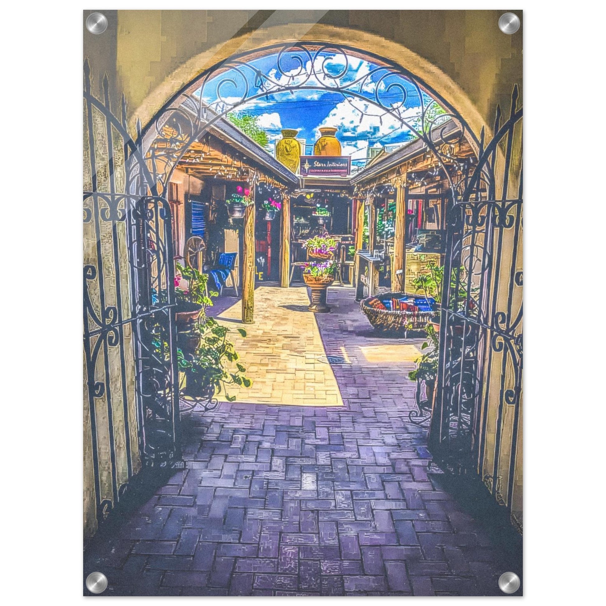 Adobe Courtyard; Taos, New Mexico Acrylic Prints