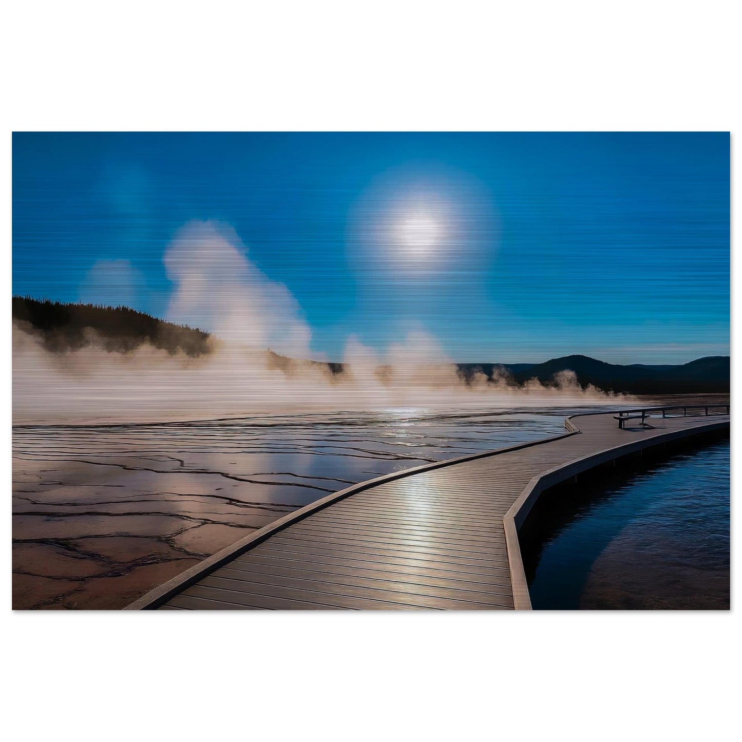 Grand Prismatic Spring; Yellowstone National Park, Wyoming Brushed Aluminum Prints