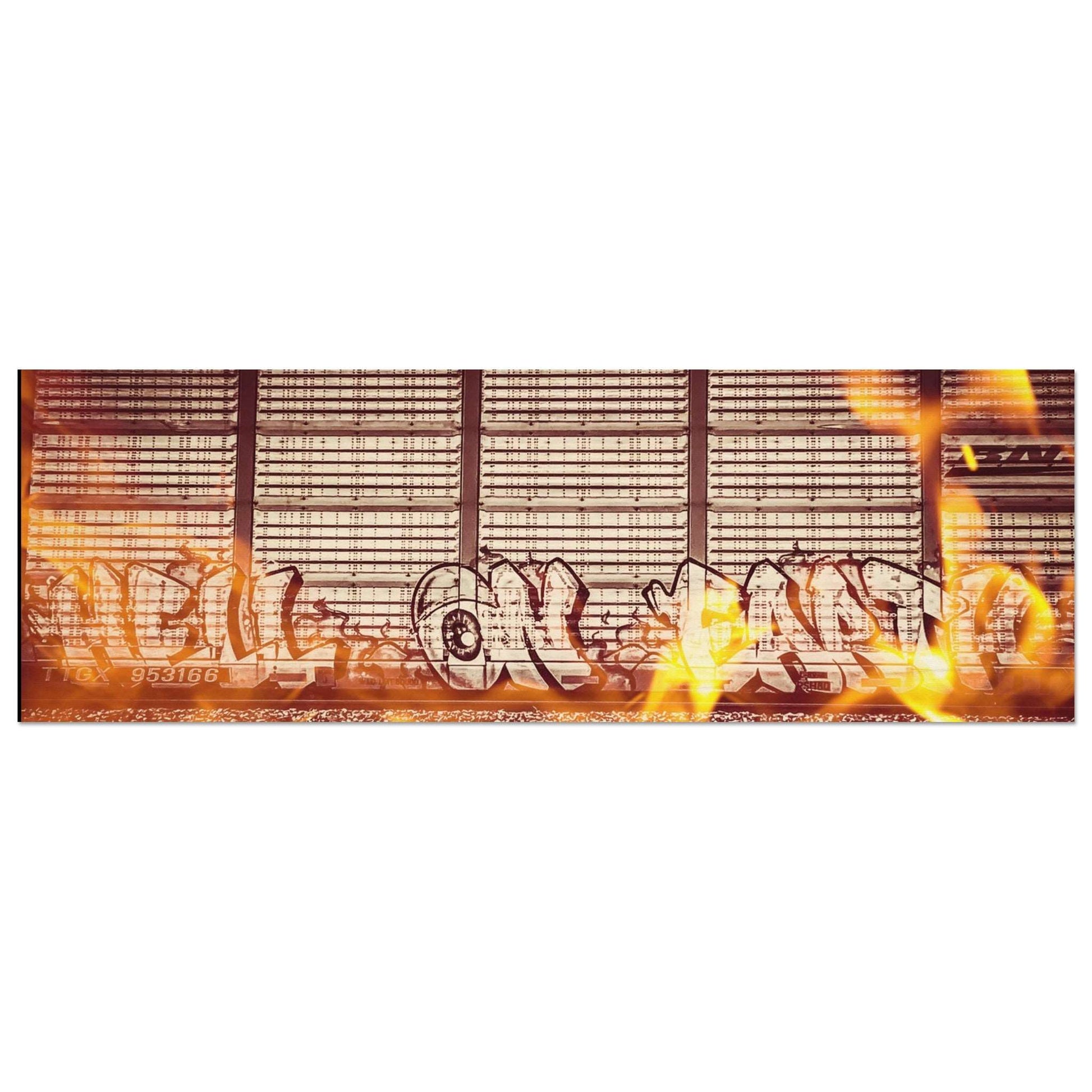 "Hell On Earth;" Train Graffiti, Livingston, Montana Wood Print Communitea Books James Bonner