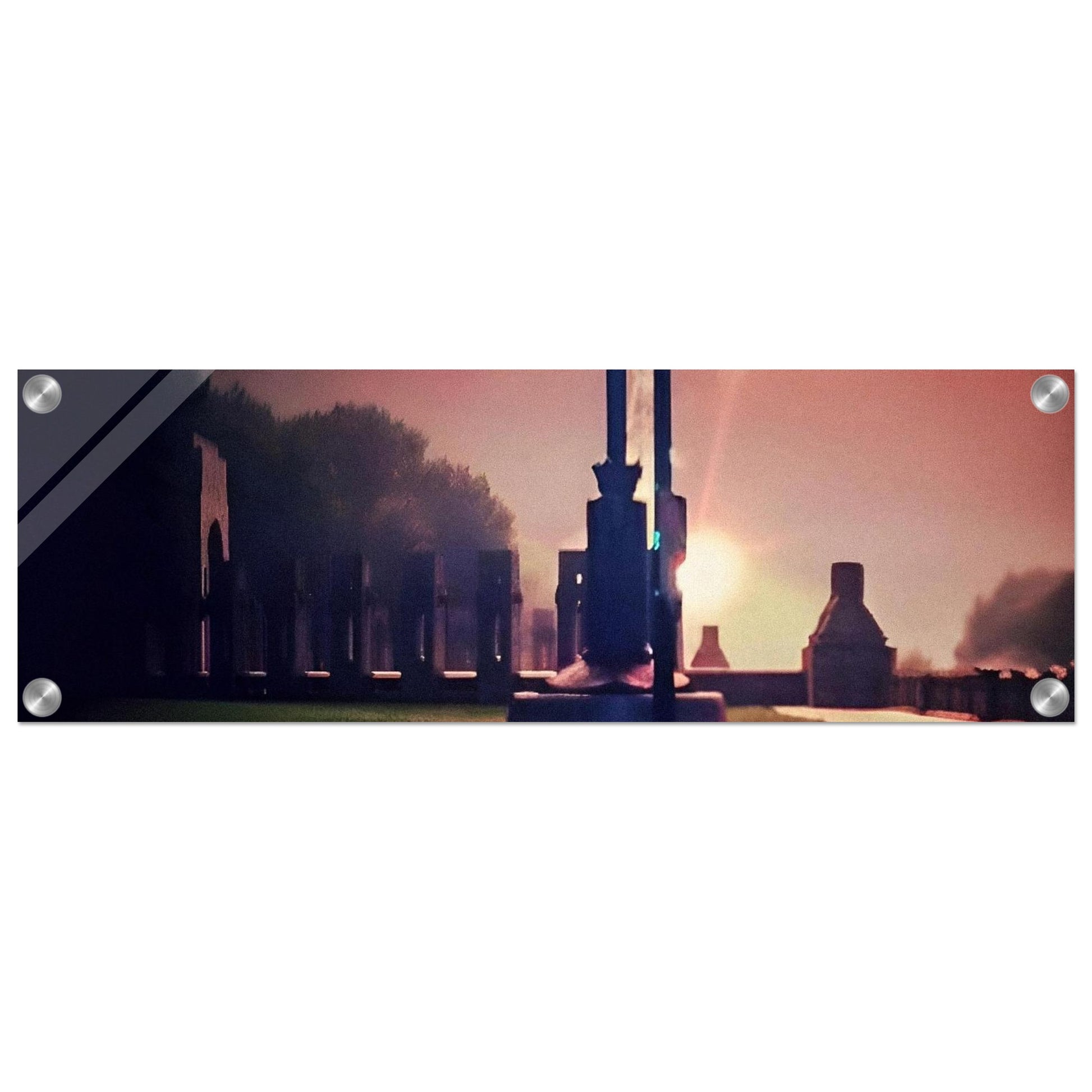 Memorial Silhouette; WWII Memorial July 4th, Washington D.C. Acrylic Wide Prints