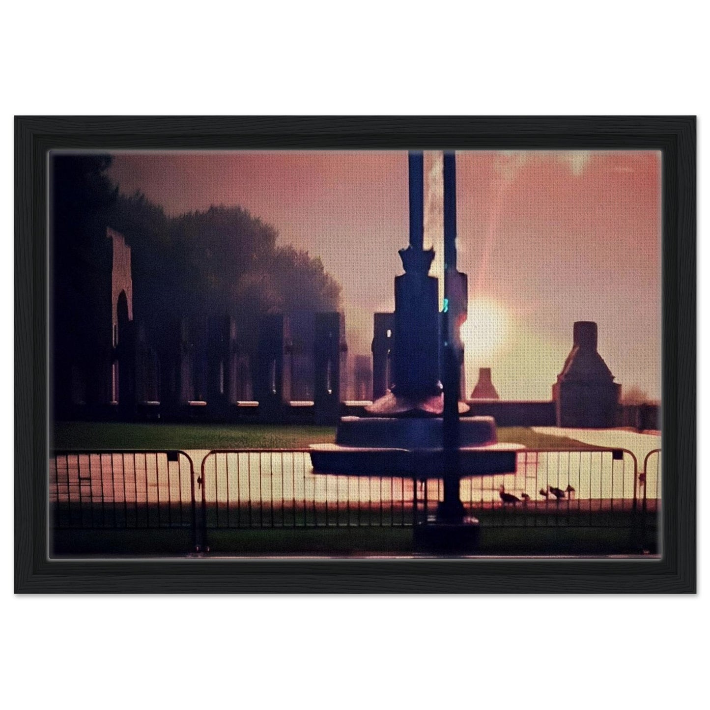 Memorial Silhouette; WWII Memorial July 4th, Washington D.C. Framed Canvas Prints