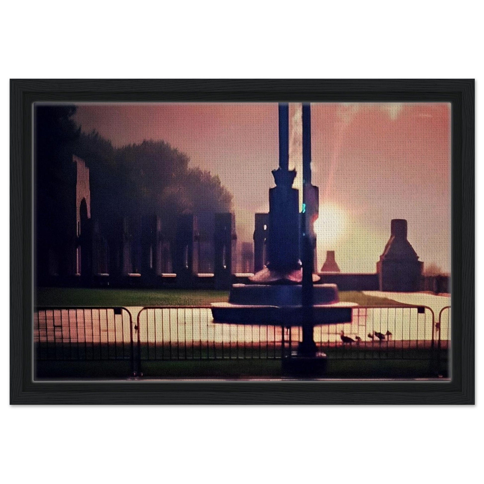 Memorial Silhouette; WWII Memorial July 4th, Washington D.C. Framed Canvas Prints