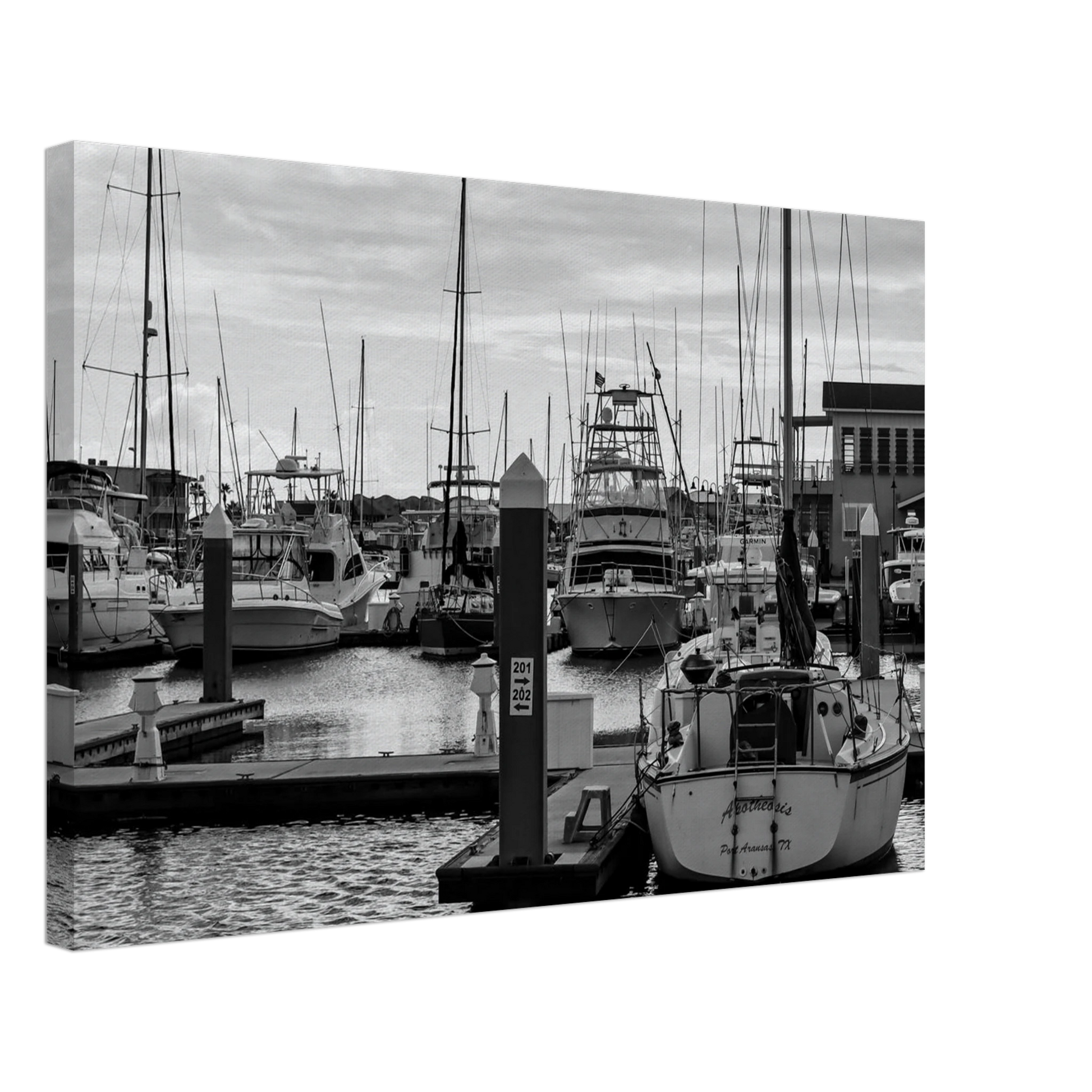 Ocean Marina; Port Aransas, Texas Black & White Canvas Prints