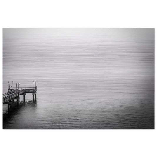 Pier; Port Aransas, Texas Black & White Brushed Aluminum Print Communitea Books James Bonner