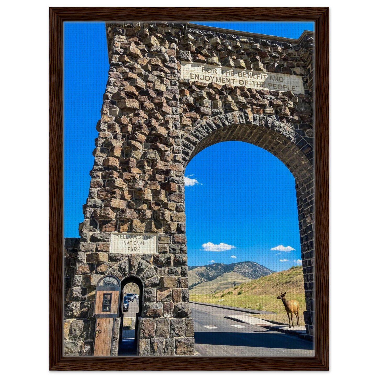 Roosevelt Arch & Elk Yellowstone National Park Montana Framed Canvas Prints