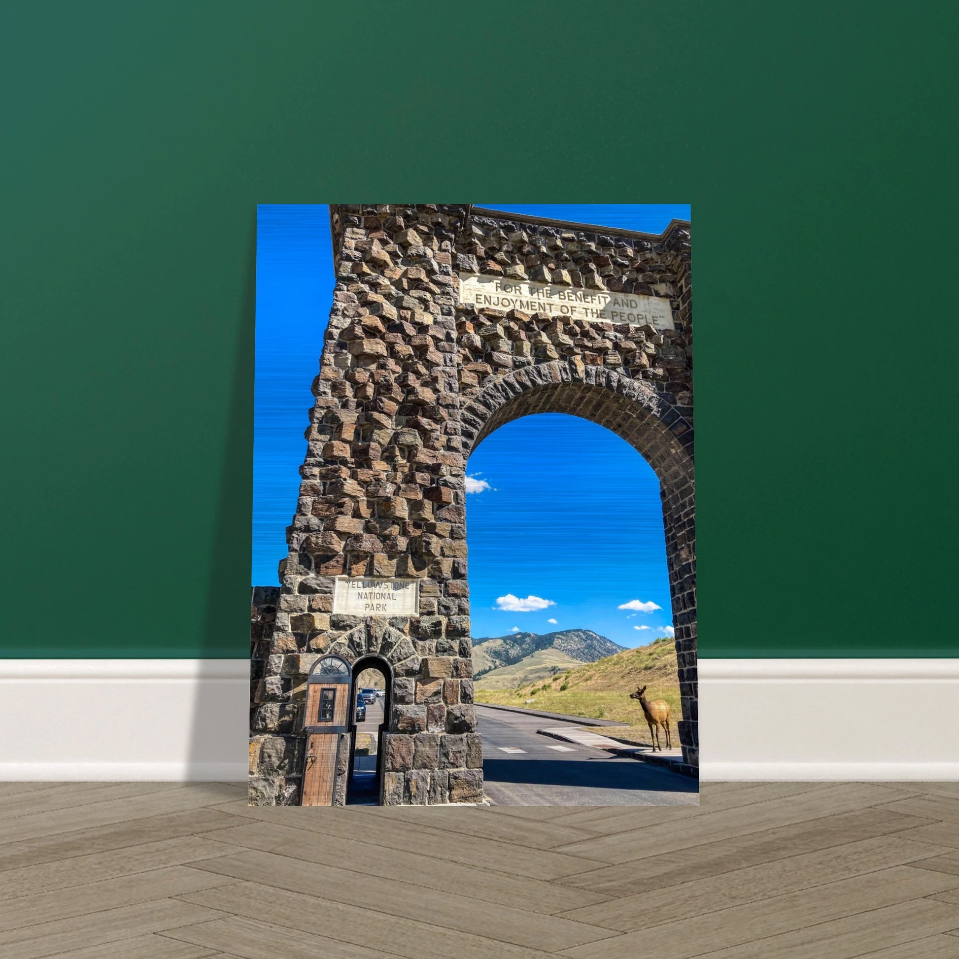 Roosevelt Arch & Elk Yellowstone National Park Montana Print Display