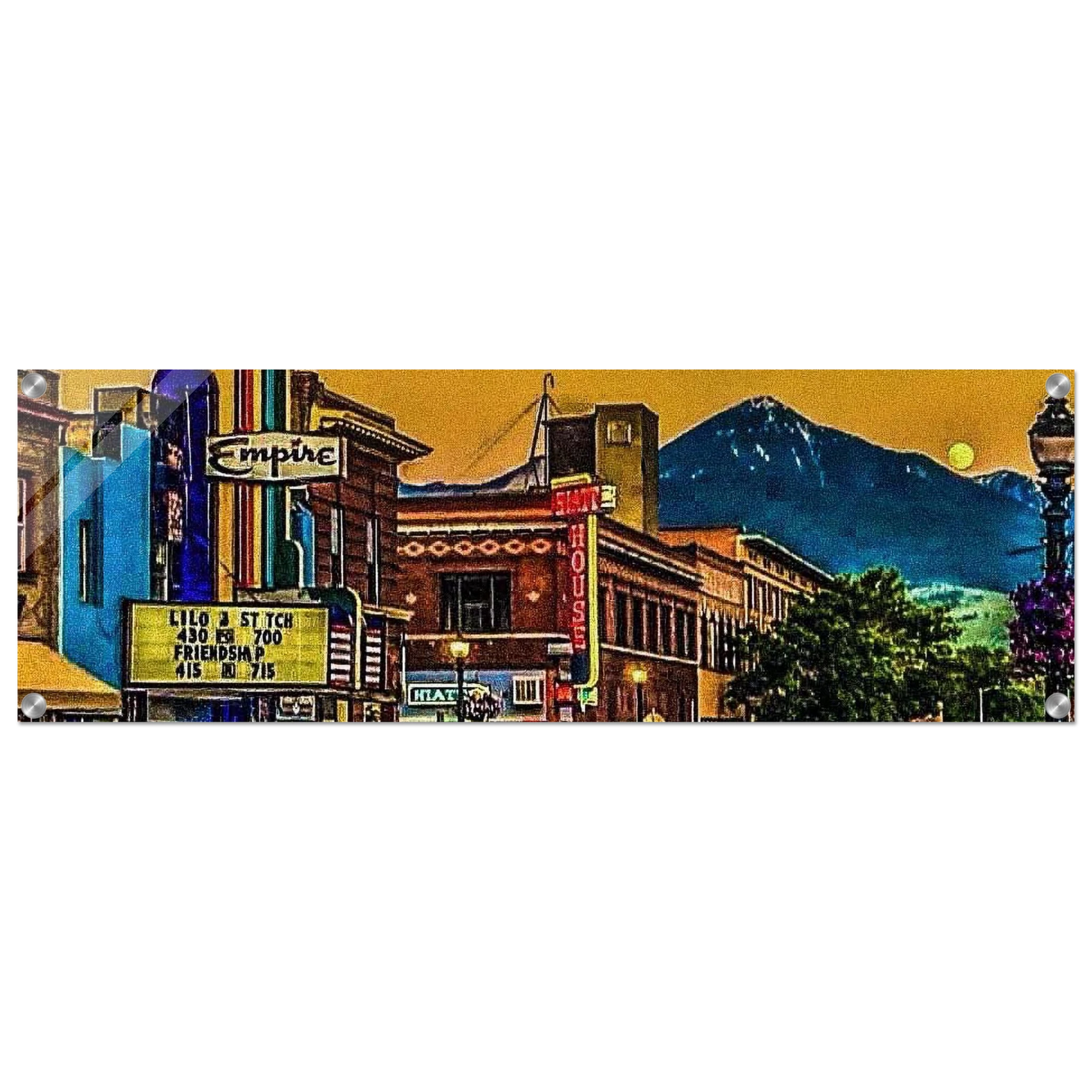 Second Street Dusk; Livingston, Montana Acrylic Wide Prints