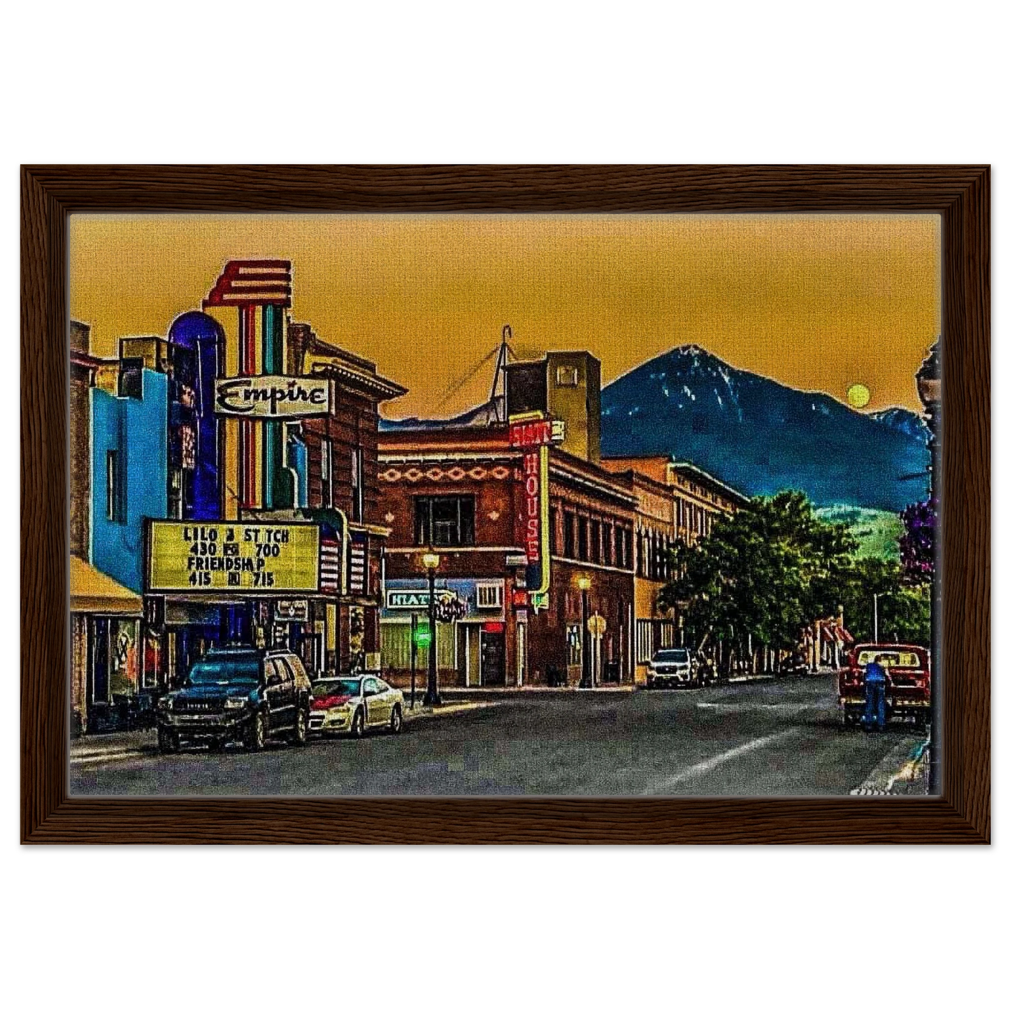 Second Street Dusk; Livingston, Montana Framed Canvas Prints