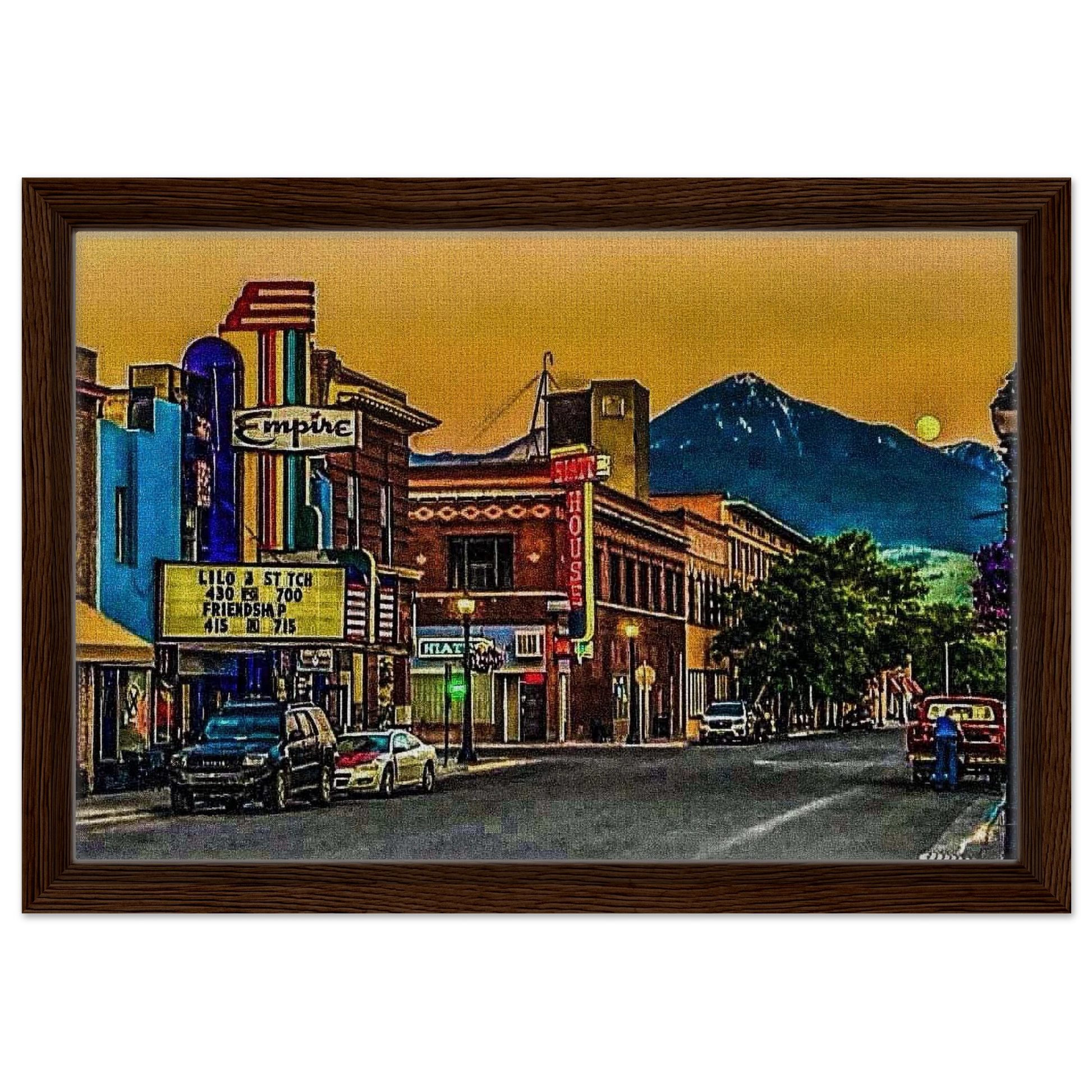 Second Street Dusk; Livingston, Montana Framed Canvas Prints