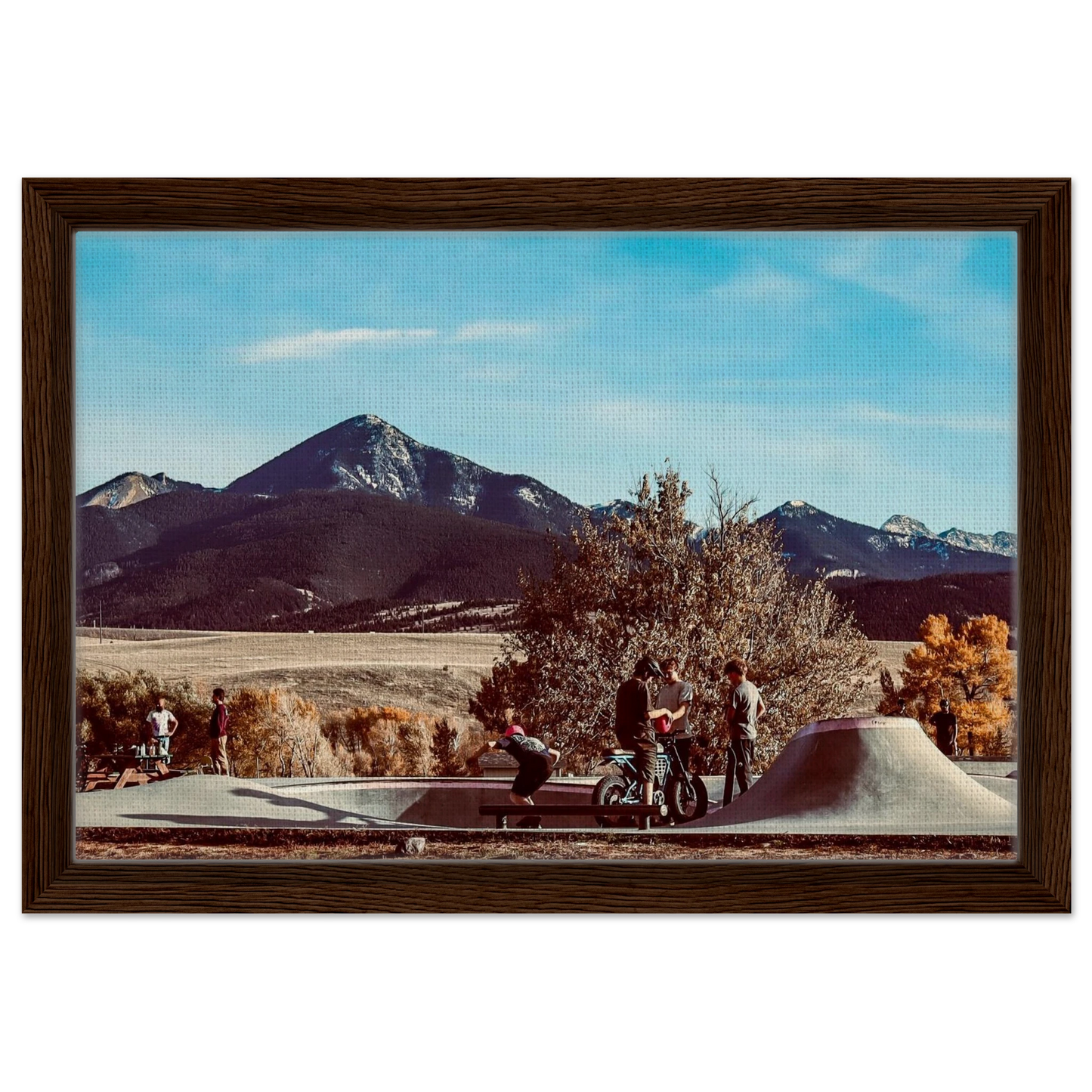 Skate Park & Mountains; Livingston, Montana Framed Canvas Prints
