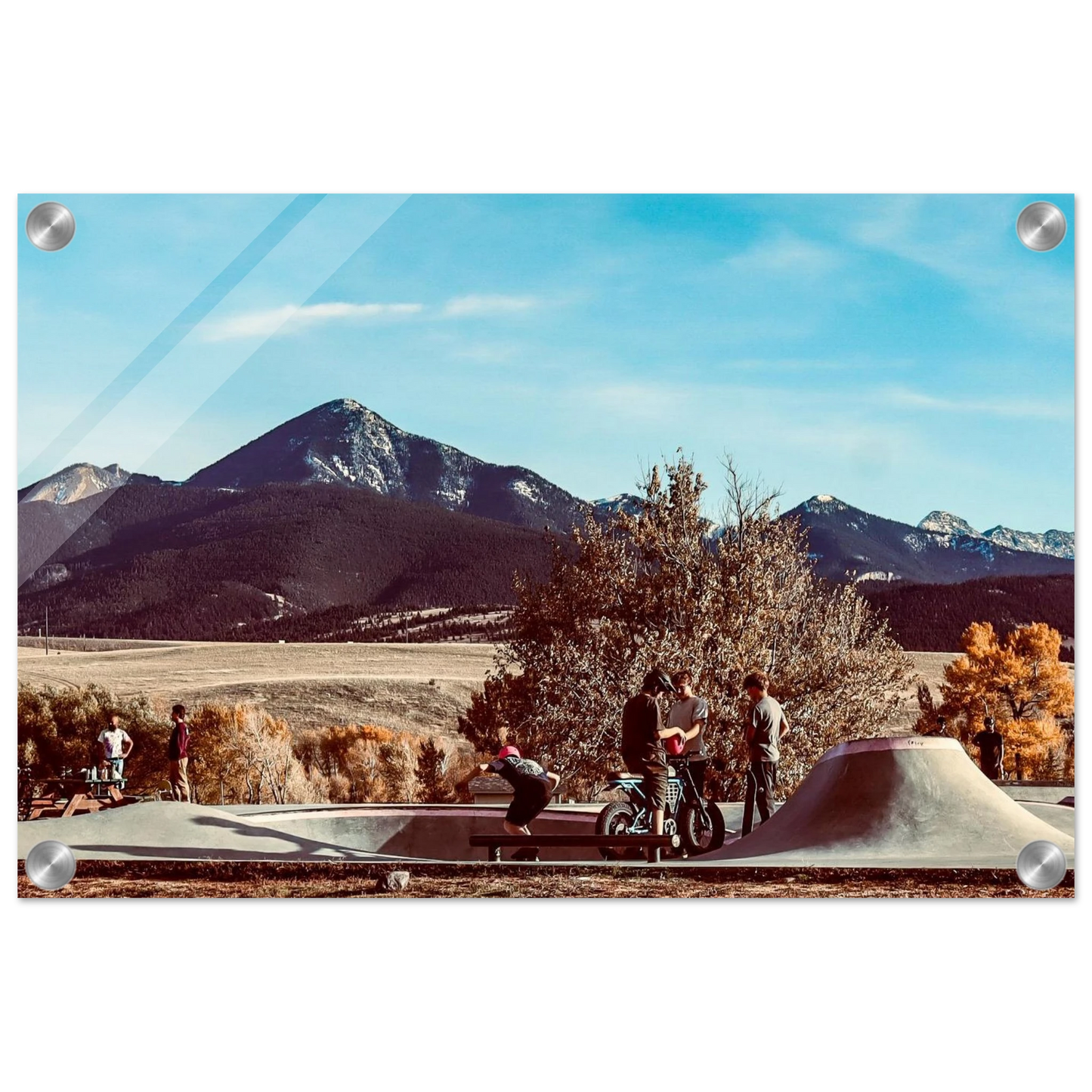 Skate Park & Mountains; Livingston, Montana Acrylic Prints