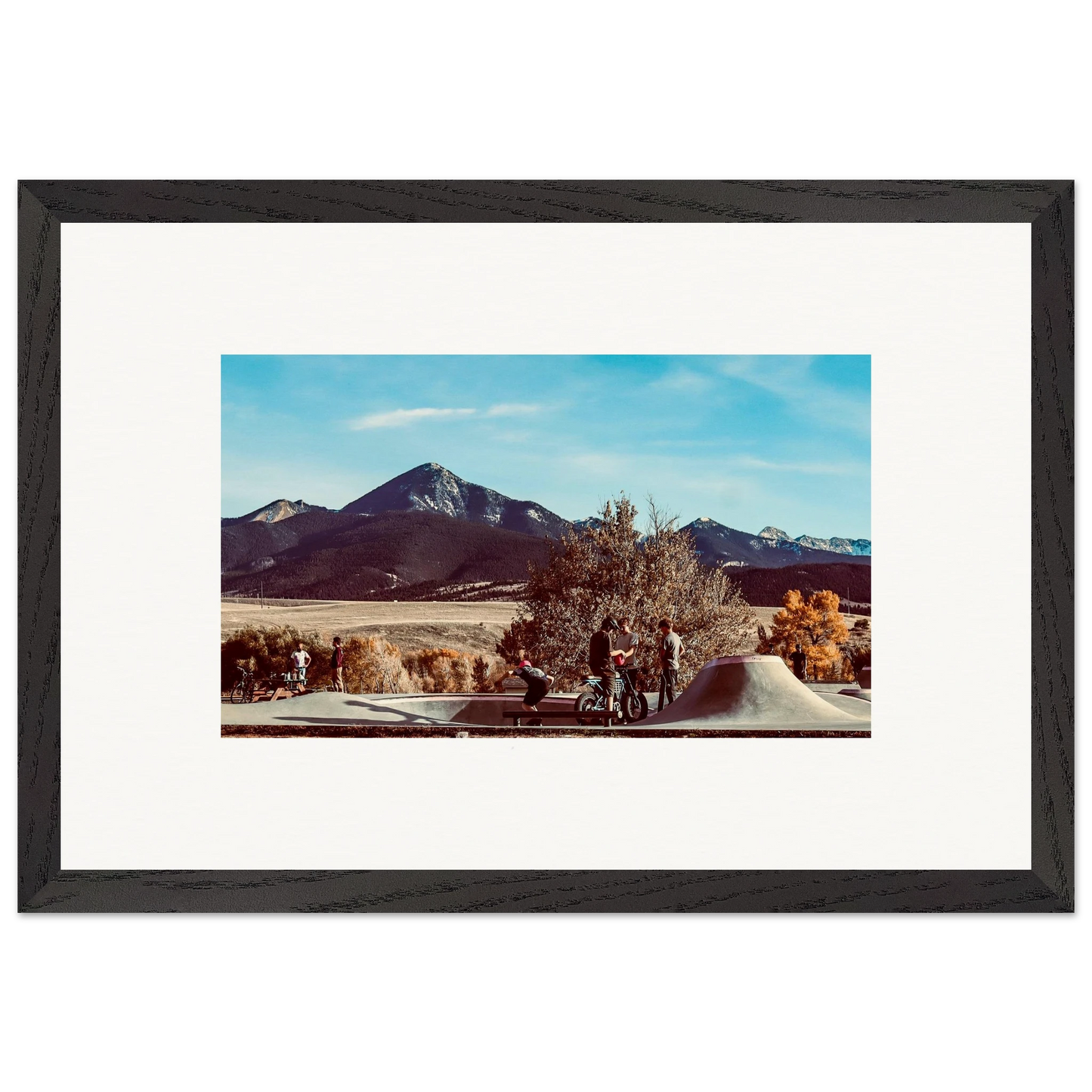 Skate Park & Mountains; Livingston, Montana Wooden Framed Prints