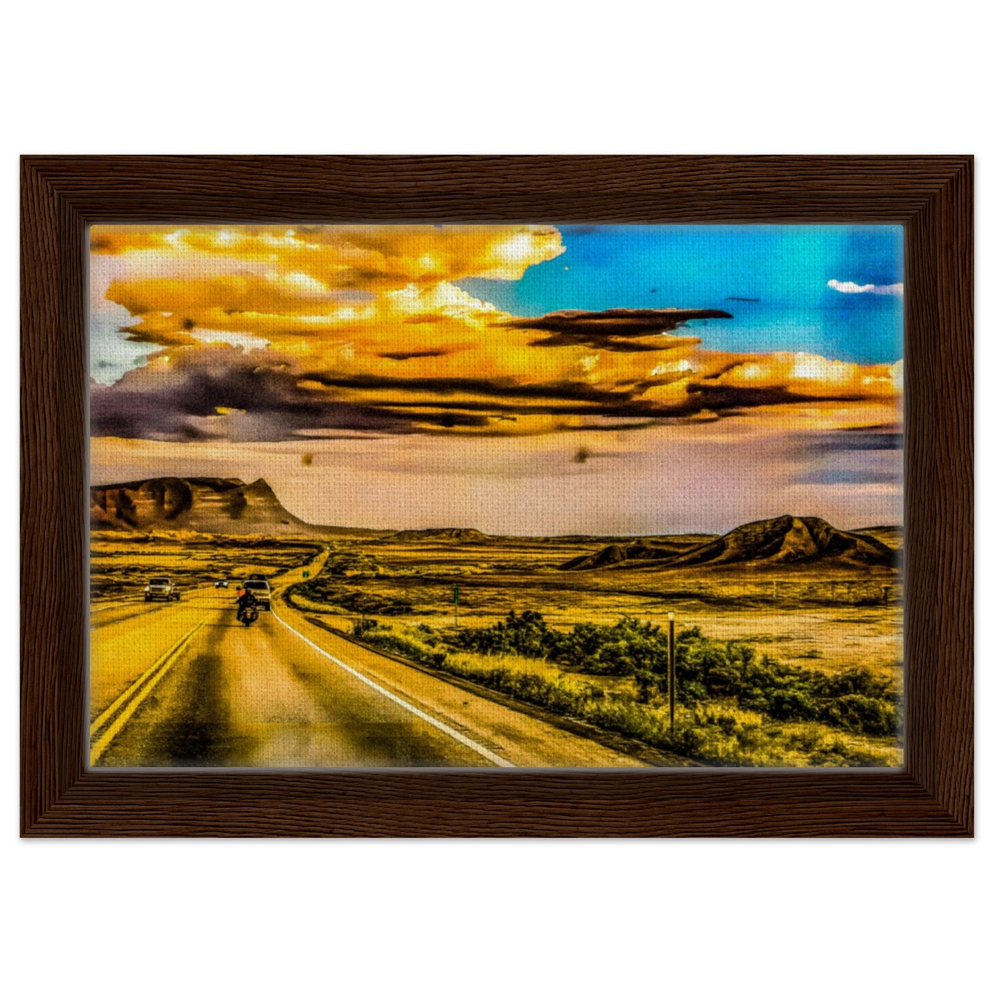 Sundown; HWY 191, Utah Framed Canvas Prints