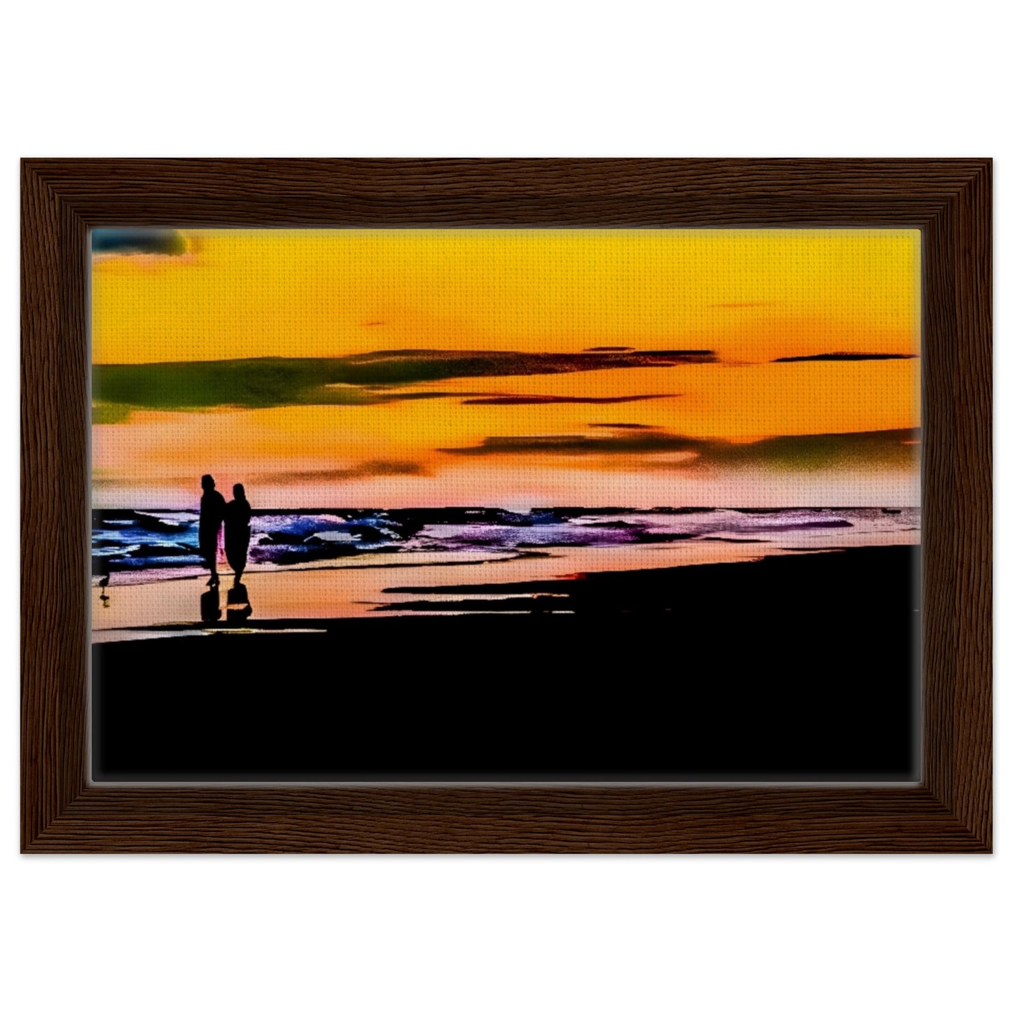 Sunset Walk; Port Aransas, Texas Framed Canvas Prints
