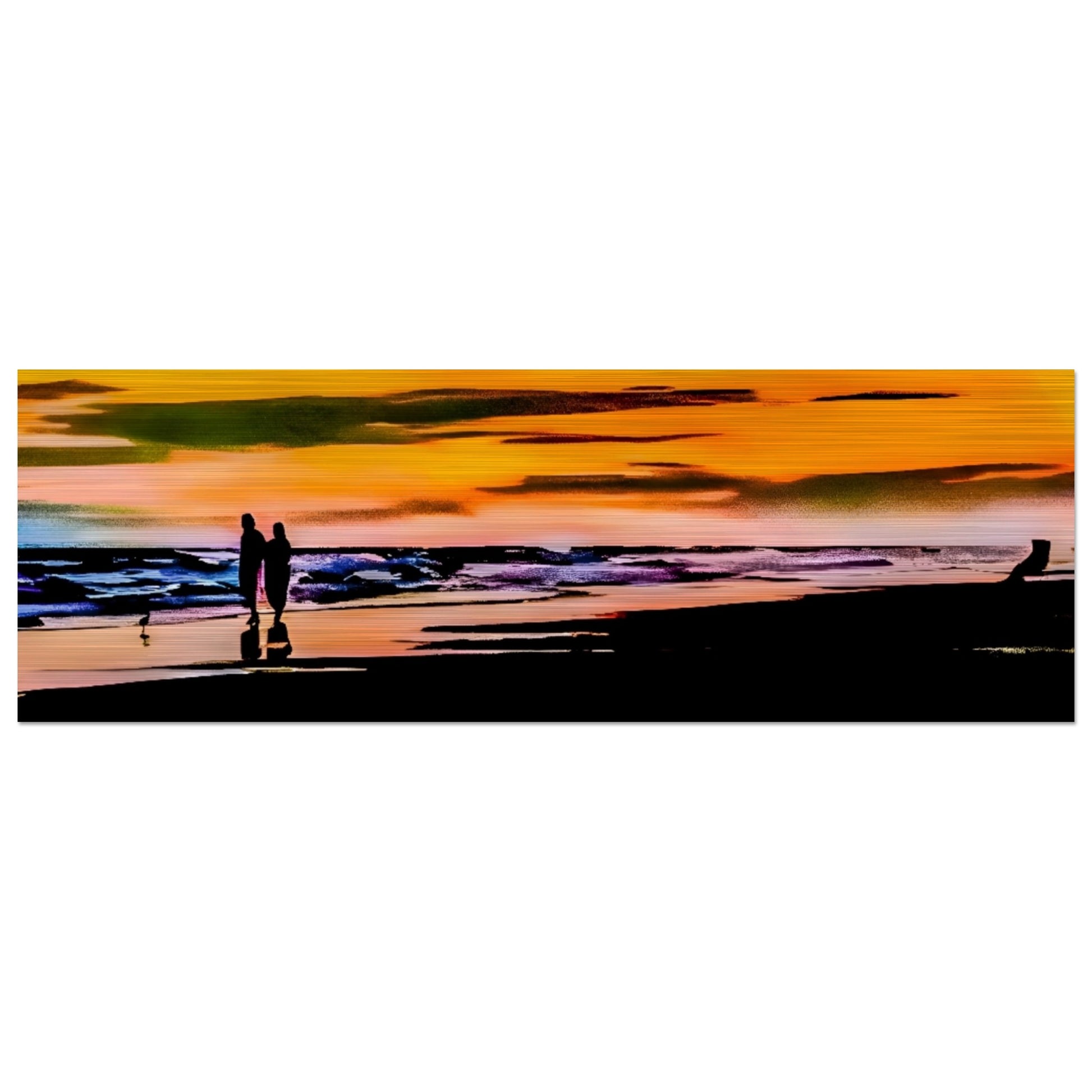 Sunset Walk; Port Aransas, Texas Brushed Aluminum Prints