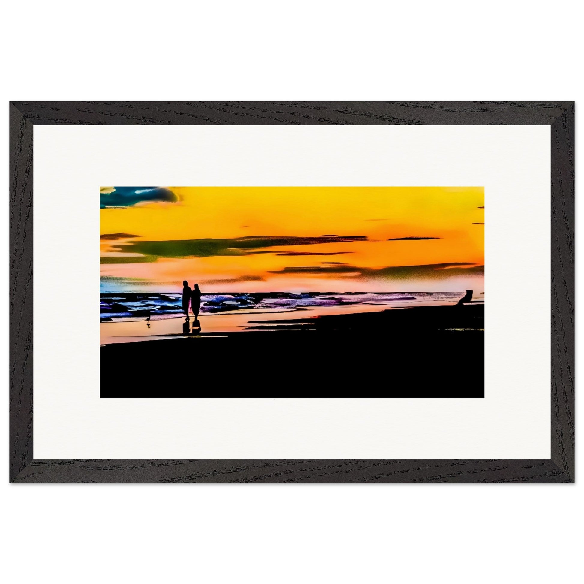 Sunset Walk; Port Aransas, Texas Wooden Framed Prints