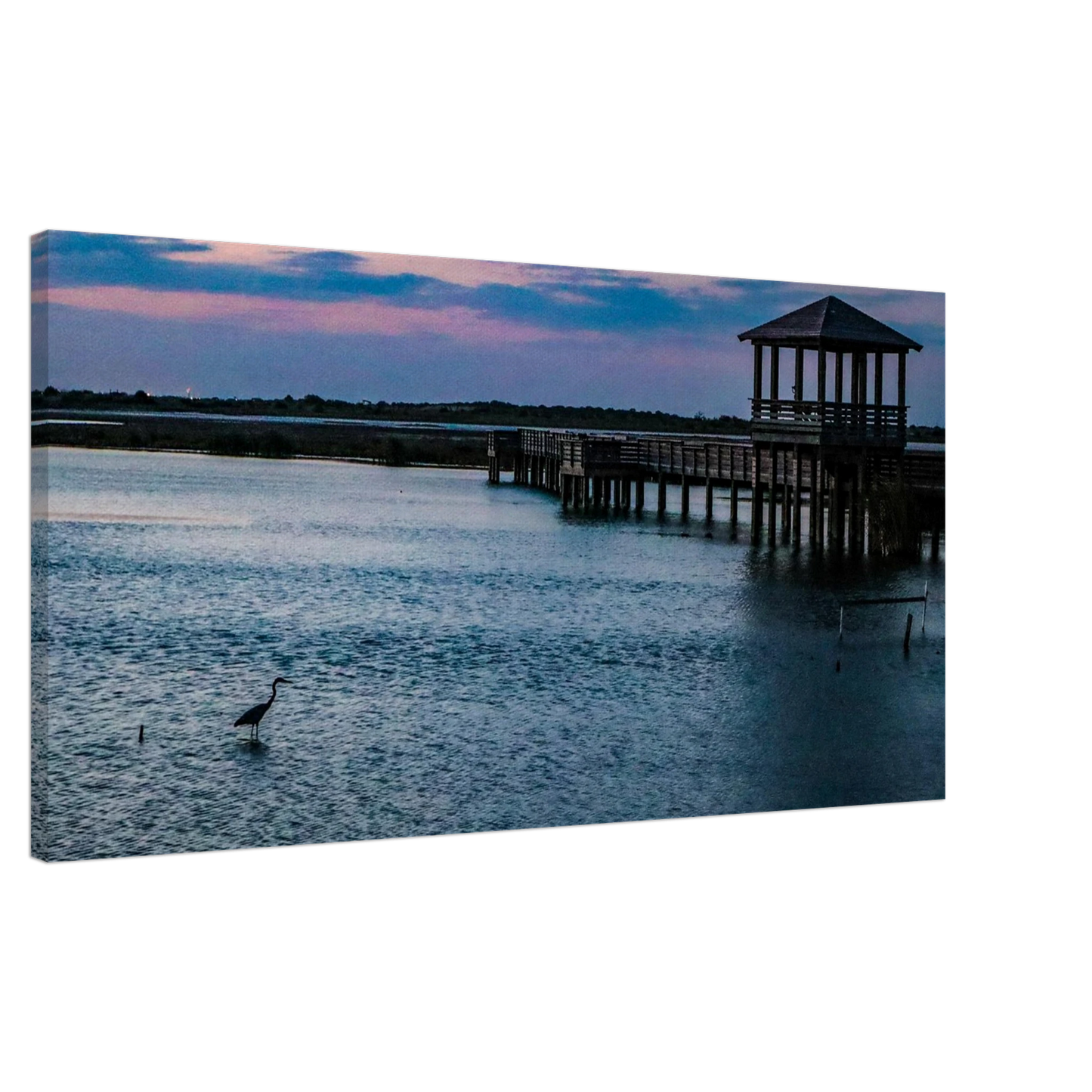 The Heron's Sunset; Port Aransas, Texas Canvas Prints
