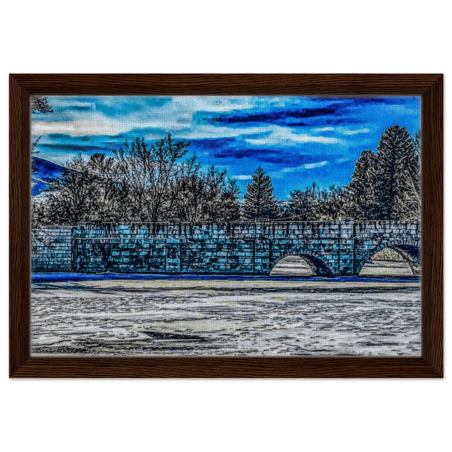 Yellowstone Street Bridge Winter '23; Livingston, Montana Framed Canvas Prints