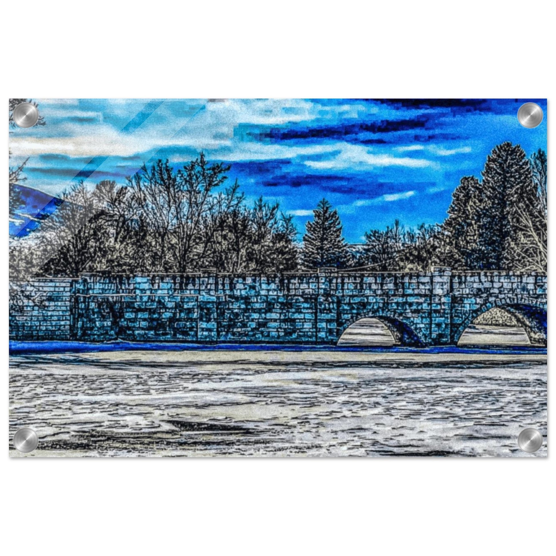 Yellowstone Street Bridge Winter '23; Livingston, Montana Acrylic Prints