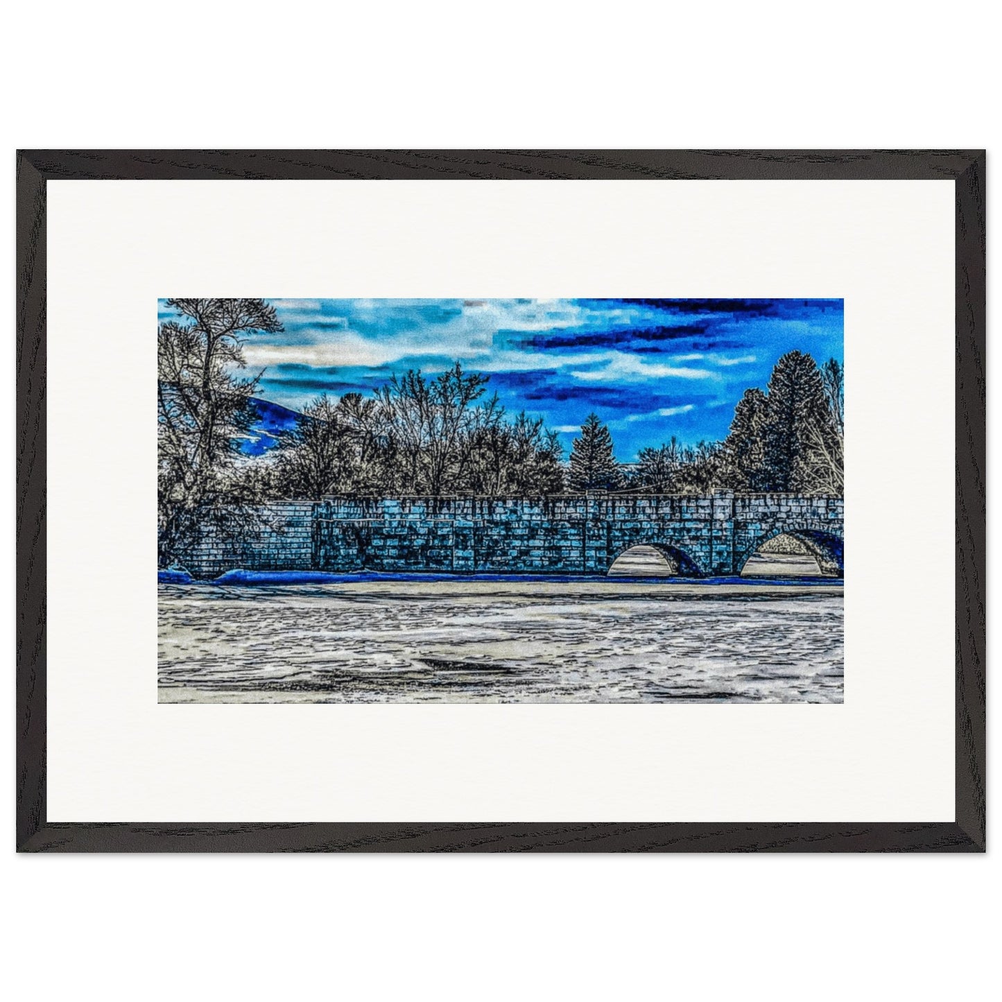 Yellowstone Street Bridge Winter '23; Livingston, Montana Wooden Framed Prints